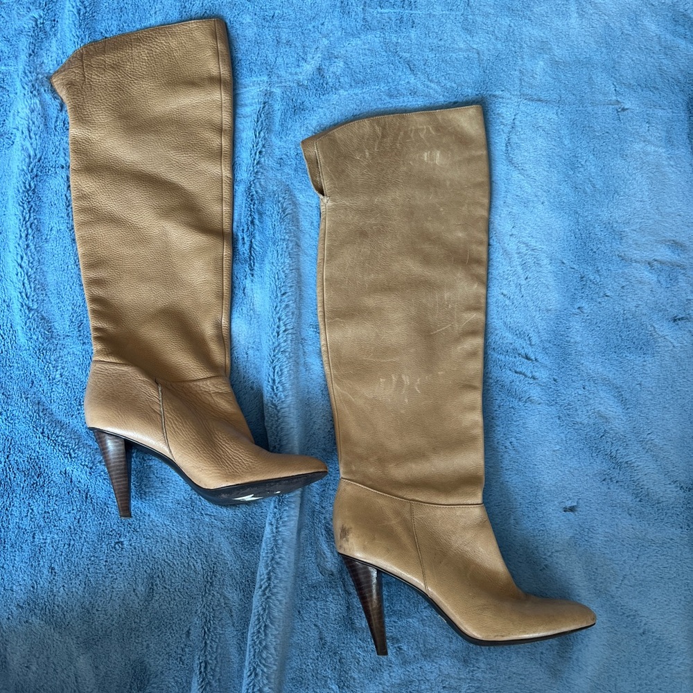 Leather knee high boots